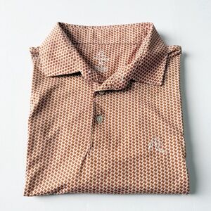 Rhoback Men's The Don’t Mess Performance Polo Shirt Burnt Orange Texas Print XL